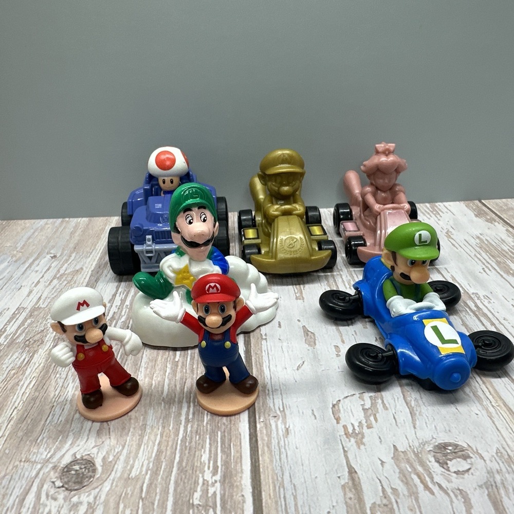 Lot Of Mario Figures And McDonald's Vehicles